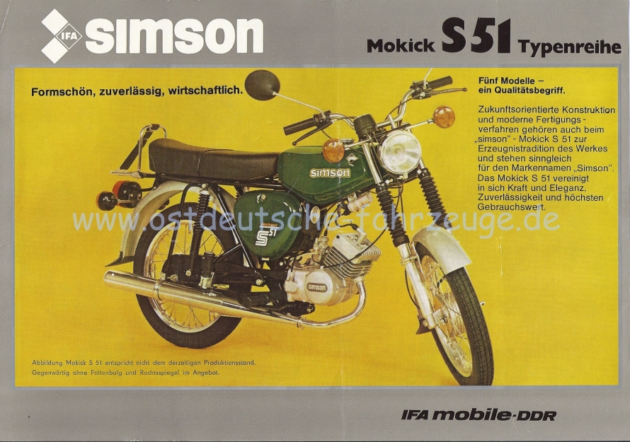 Werbeprospekt Simson S51 Vorderseite