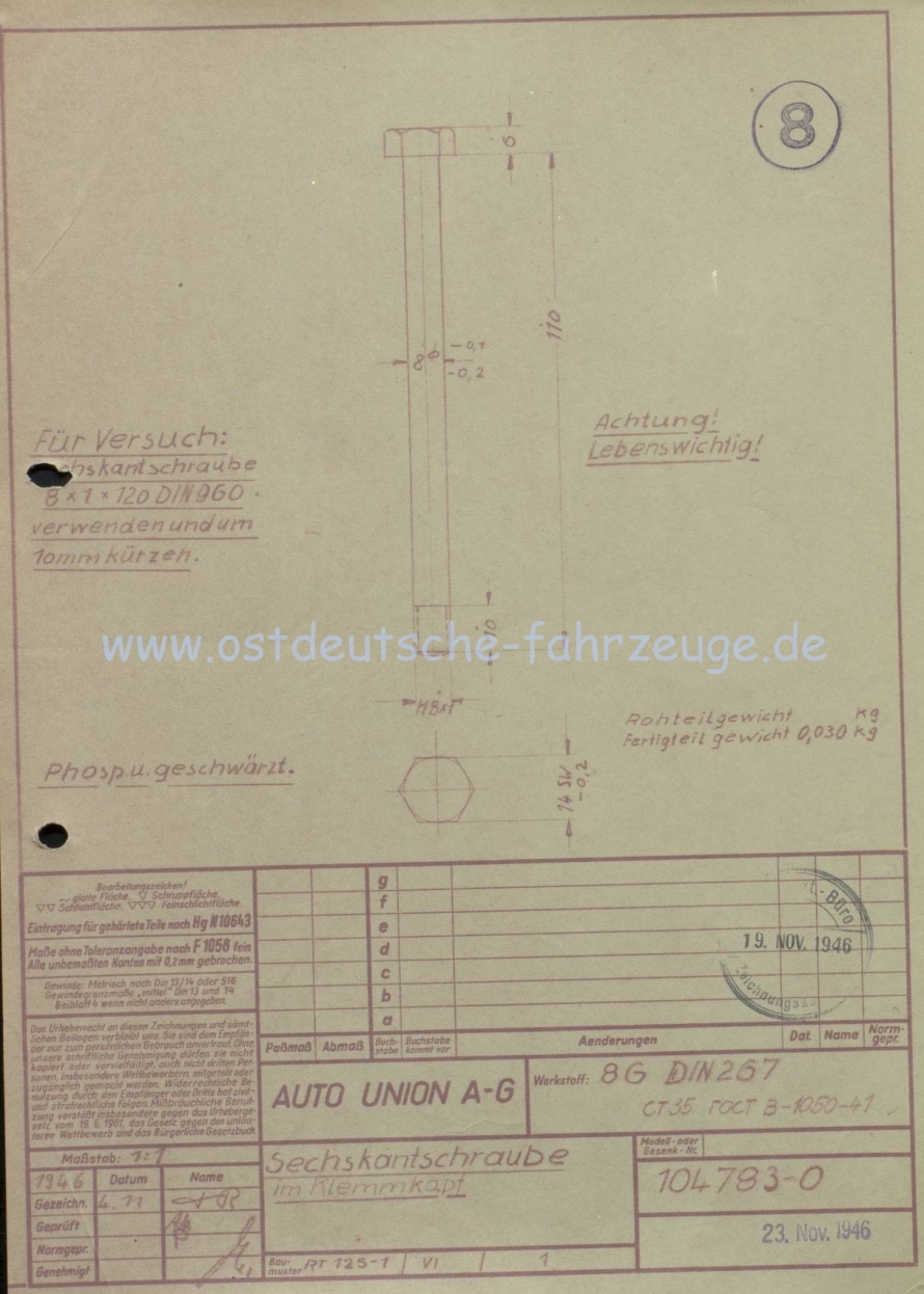 Klemmschraube DKW 1947 Zschopau! Lebenswichtiges Teil