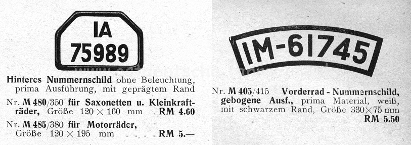 Auszug aus E-Teilekatalog von 1939