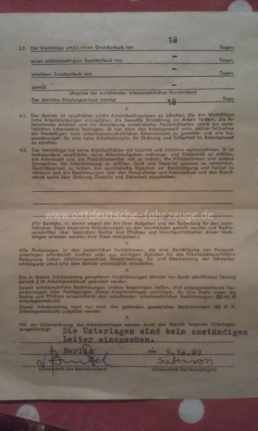 DDR-Arbeitsvertrag Seite 2