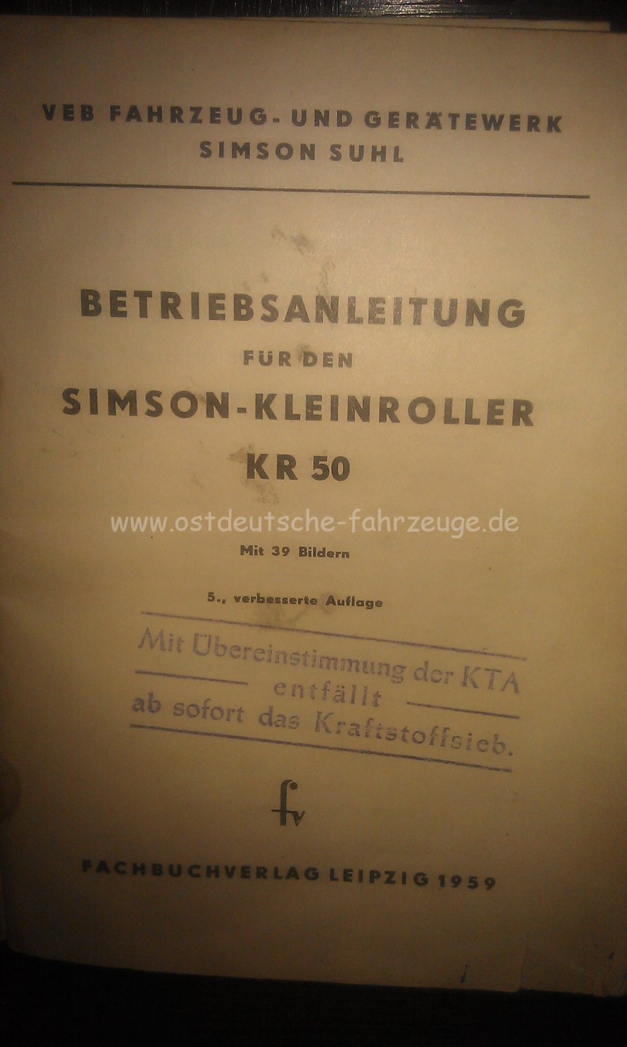 BA KR50 Redaktionsschluss 1959. Es ist aber schon die 60er Gabel darin abgebildet